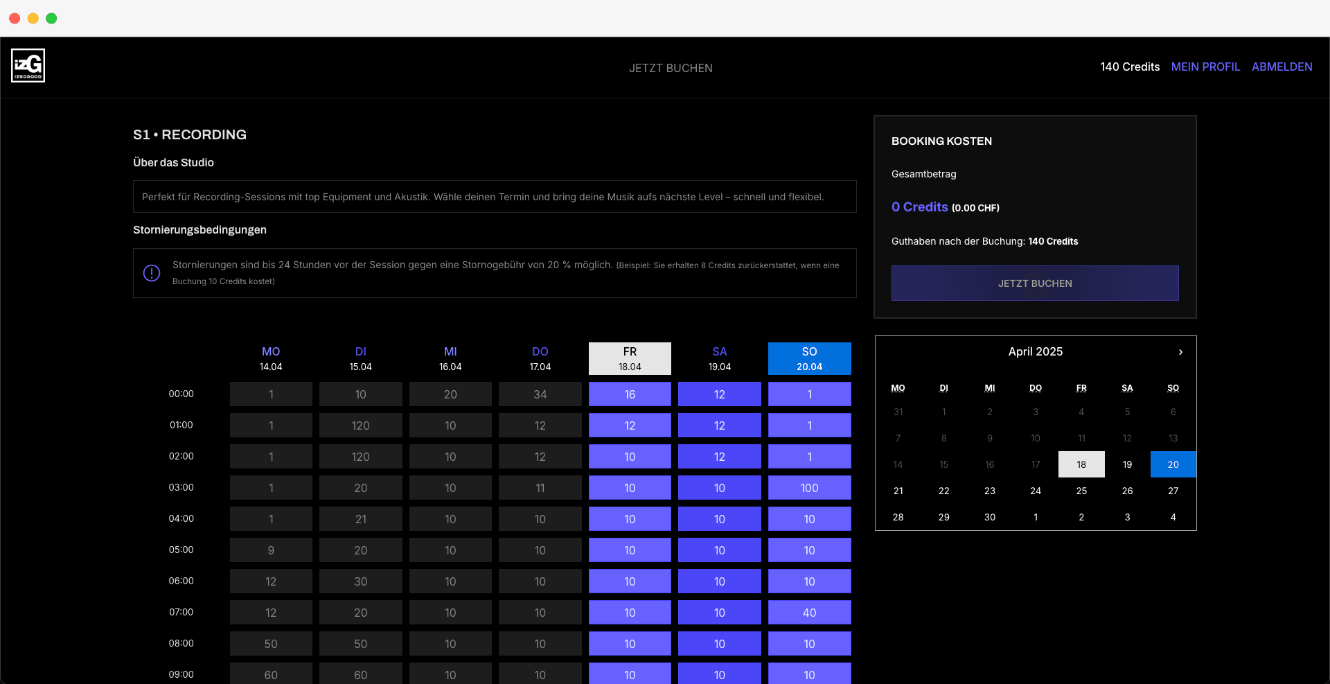 IZSOGOOD Booking screenshot